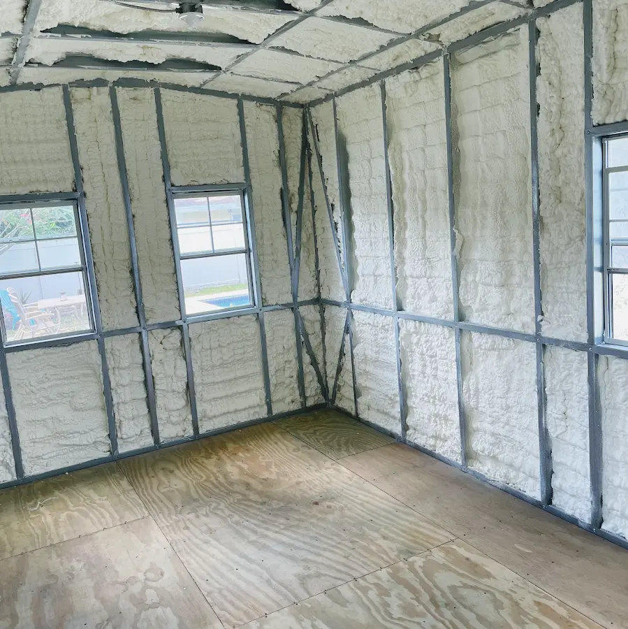 Closed-cell spray foam insulation applied to wall cavities in a residential project in Westmont